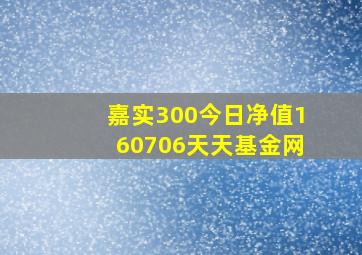 嘉实300今日净值160706天天基金网