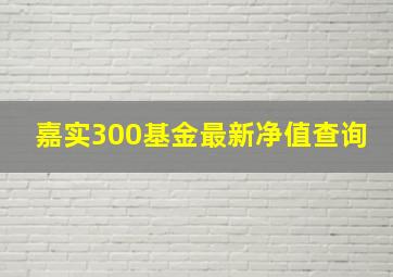 嘉实300基金最新净值查询