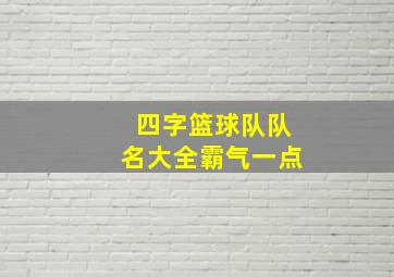 四字篮球队队名大全霸气一点