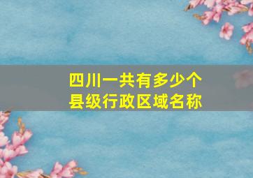 四川一共有多少个县级行政区域名称