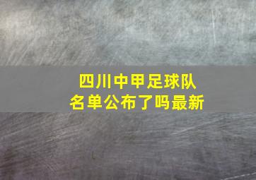 四川中甲足球队名单公布了吗最新