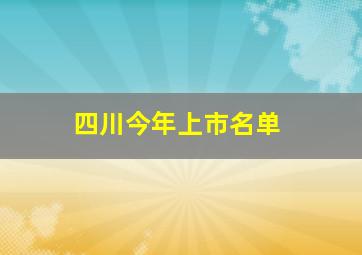 四川今年上市名单