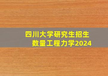 四川大学研究生招生数量工程力学2024