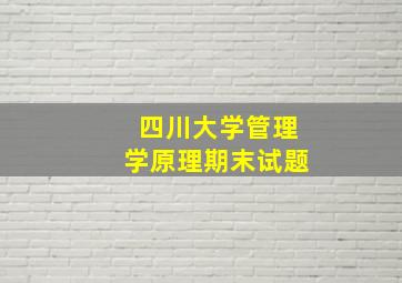 四川大学管理学原理期末试题