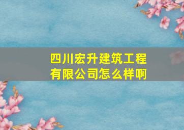 四川宏升建筑工程有限公司怎么样啊