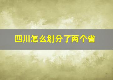 四川怎么划分了两个省