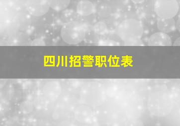 四川招警职位表