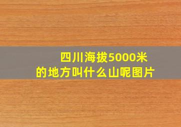 四川海拔5000米的地方叫什么山呢图片