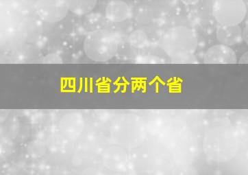 四川省分两个省