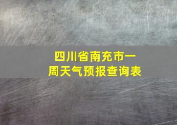 四川省南充市一周天气预报查询表