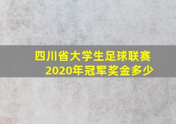 四川省大学生足球联赛2020年冠军奖金多少