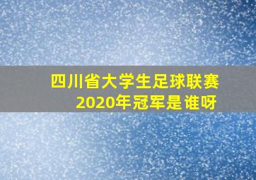 四川省大学生足球联赛2020年冠军是谁呀