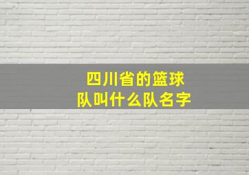 四川省的篮球队叫什么队名字