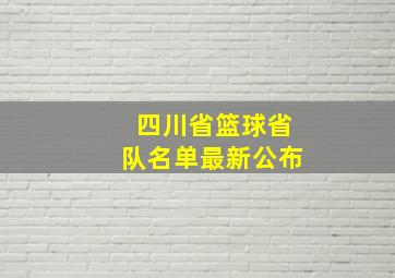 四川省篮球省队名单最新公布