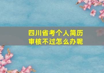 四川省考个人简历审核不过怎么办呢