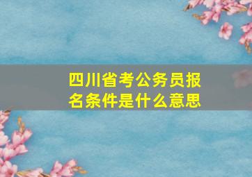 四川省考公务员报名条件是什么意思