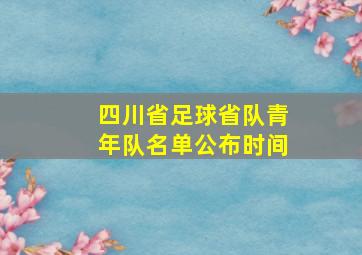 四川省足球省队青年队名单公布时间