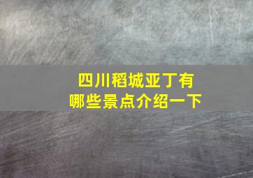 四川稻城亚丁有哪些景点介绍一下