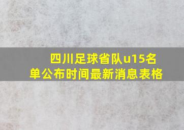 四川足球省队u15名单公布时间最新消息表格