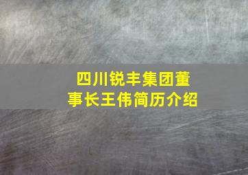 四川锐丰集团董事长王伟简历介绍