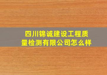 四川锦诚建设工程质量检测有限公司怎么样