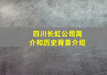 四川长虹公司简介和历史背景介绍