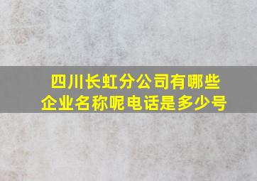 四川长虹分公司有哪些企业名称呢电话是多少号