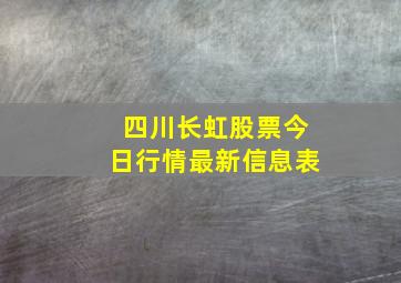 四川长虹股票今日行情最新信息表