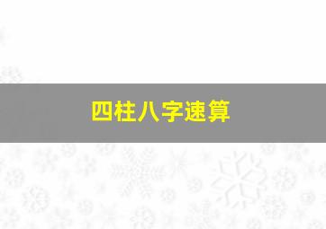 四柱八字速算