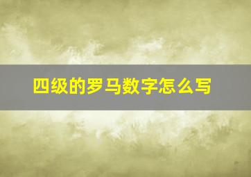 四级的罗马数字怎么写