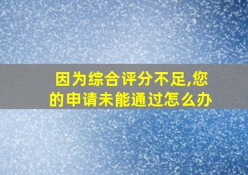 因为综合评分不足,您的申请未能通过怎么办