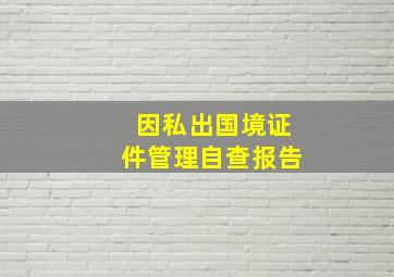 因私出国境证件管理自查报告