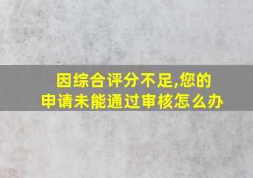 因综合评分不足,您的申请未能通过审核怎么办