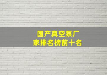 国产真空泵厂家排名榜前十名