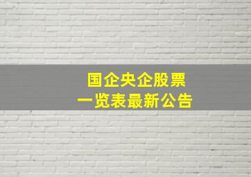 国企央企股票一览表最新公告