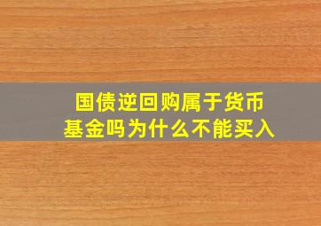 国债逆回购属于货币基金吗为什么不能买入