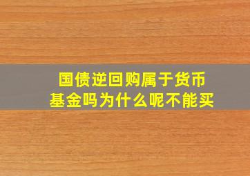 国债逆回购属于货币基金吗为什么呢不能买