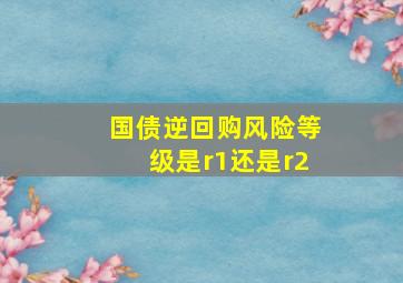 国债逆回购风险等级是r1还是r2