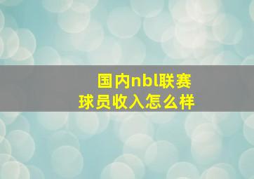 国内nbl联赛球员收入怎么样