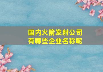 国内火箭发射公司有哪些企业名称呢