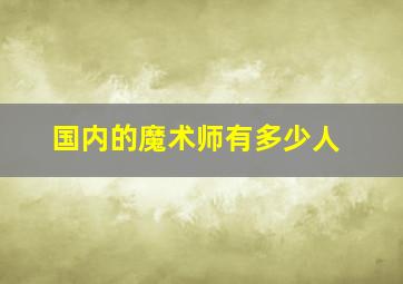 国内的魔术师有多少人