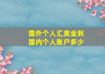 国外个人汇美金到国内个人账户多少