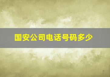 国安公司电话号码多少