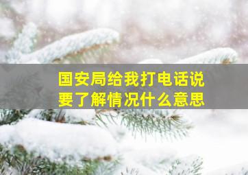 国安局给我打电话说要了解情况什么意思