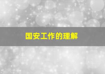 国安工作的理解