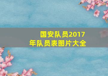 国安队员2017年队员表图片大全