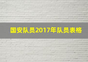 国安队员2017年队员表格