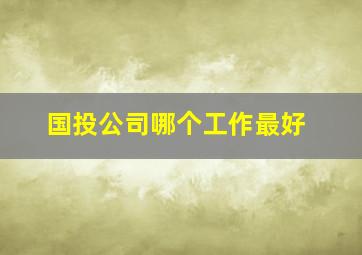 国投公司哪个工作最好