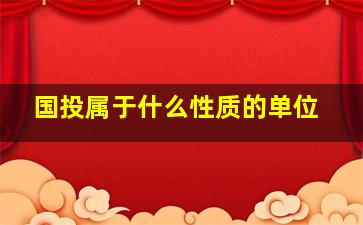 国投属于什么性质的单位