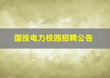 国投电力校园招聘公告